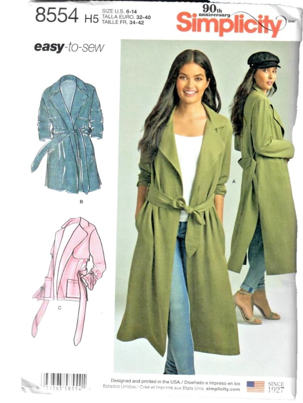 Simplicity 8554 Trench Coat Jacket Sewing Pattern Misses Size 6-14 Easy